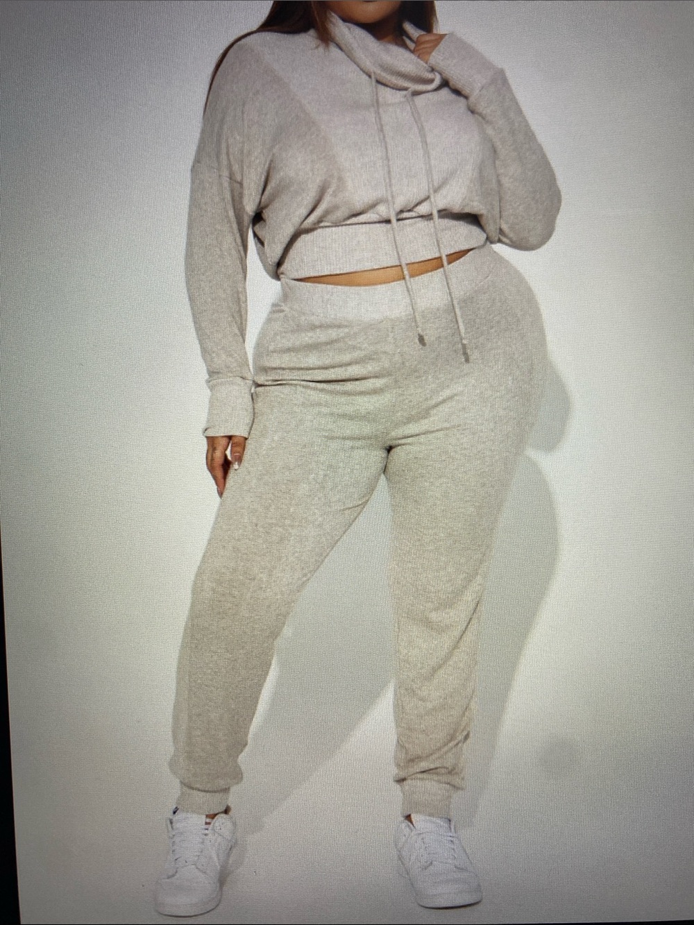 NWT Fashion Nova Oatmeal Lounging Pant Set - Cozy Ribbed Two-Piece